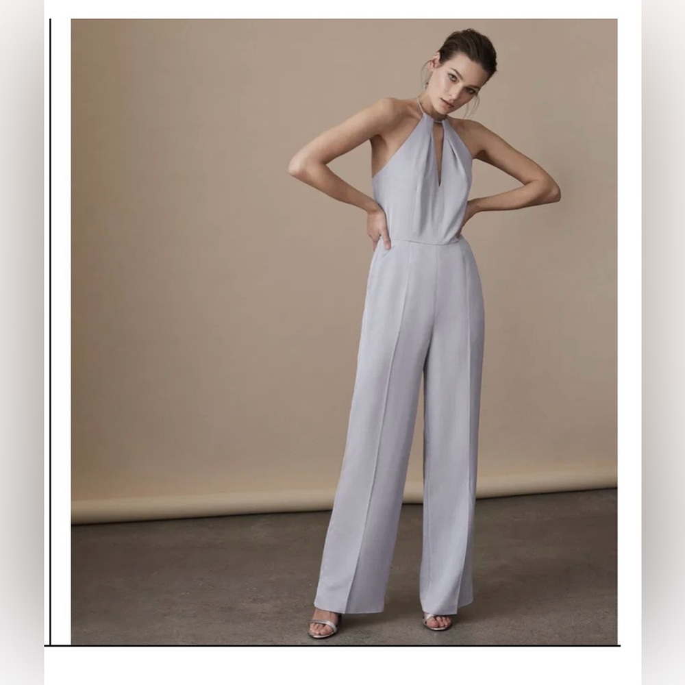 Reiss Light Grey Halter Jumpsuit - Picture 2 of 7
